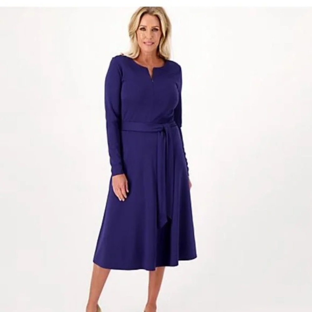 GIRL WITH CURVES Zip Front Ponte Midi Dress A523862